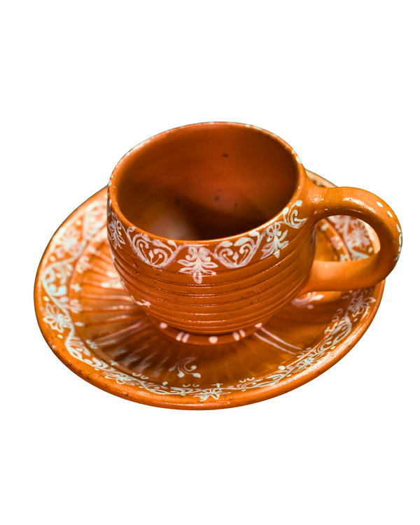 Mitti Ki Chai – Handpainted Terracotta Cup & Saucer