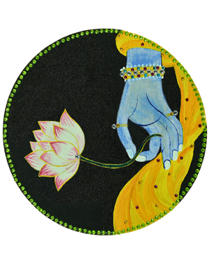 Shri Krishna Lotus Sparsh – Handpainted Wall Décor