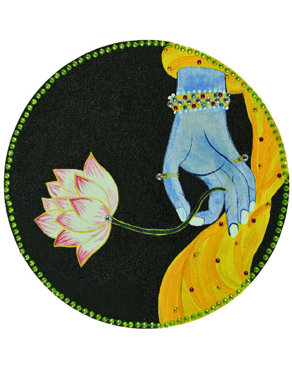 Shri Krishna Lotus Sparsh – Handpainted Wall Décor