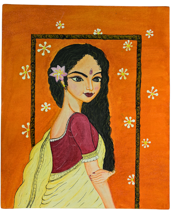 Sundari Saaj – Handpainted Folk Woman Canvas