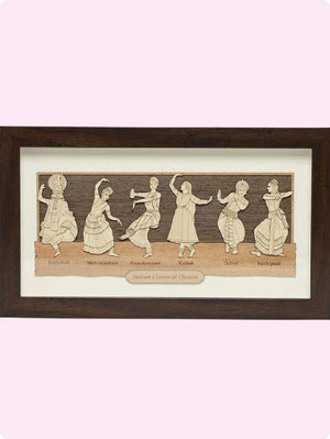 Indian Classical Dancer Wood Art Frame 7 in x 12 in