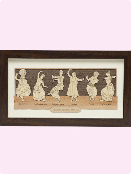 Indian Classical Dancer Wood Art Frame 7 in x 12 in